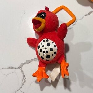 Vintage 2006 Baby Einstein Red Bird Plush Clip Toy Squeeze Tweet Sound Kids II